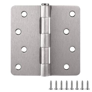 Imagem de Dobradiças de porta para portas de interiores, pacote com 10 10 x 10 cm, Design House 1/10.2 cm Radius Steel Door Hinge Ferragens, níquel acetinado, 181545