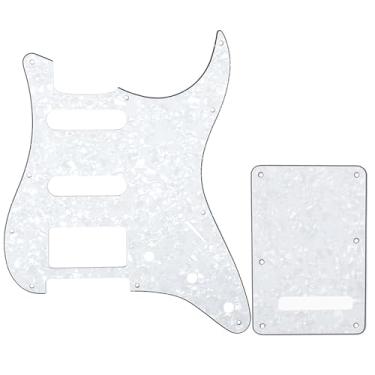 Imagem de Musiclily Kit Escudo HSS Pickguard Com Tampa Traseira para Guitarra Fender EUA/Mexicana Made Stratocaster Standard Estilo Moderno, 4 Camadas Branco Perolado