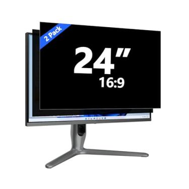 Imagem de Tela de privacidade de 61 cm para monitor de computador [pacote com 2] Proteção de privacidade para tela de computador, proteção ocular, antirreflexo, luz azul, tela de privacidade de 60 cm, proporção