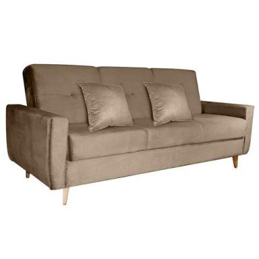 Imagem de Sofá-Cama 3 Lugares com Baú Pamela Veludo Capuccino - Modern