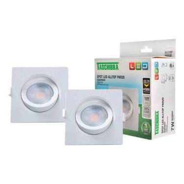Imagem de 2 Spot Led Embutir Quadrado 7w Bivolt Direcionável Taschibra, 4000k - 