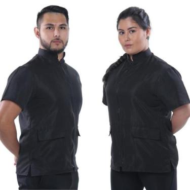Imagem de Jaleco Groomer Uniforme Tosador Unissex Pet Shop Preto Liso - Duki Uni