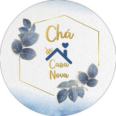 Imagem de Painel De Festa Redondo 1,50x1,50 - Chá de Casa Nova Floral Azul 018 -