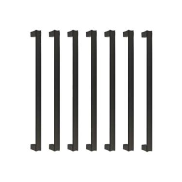 Imagem de Puxador De Móvel Gaveta Armário Slim Cromado 256mm Conjunto de 7 (Preto Fosco)