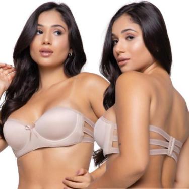 Imagem de Kit 2 Sutiã Frente Única Feminino sem alça Reforçado 3 Tiras Com Bojo 
