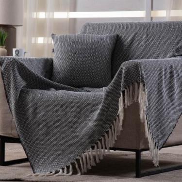 Imagem de Manta Decorativa Para Sofá Boho Hebrom Preta - FASTLAR, 140x250cm