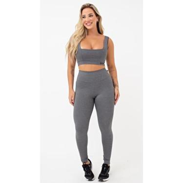 Imagem de Conjunto Academia Feminino Fitness - BELLA CREATIVE, Cinza mescla, GG