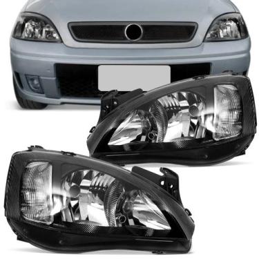 Imagem de Farol Corsa 2003 a 2012 Montana 2003 a 2010 Foco Duplo Máscara Negra -