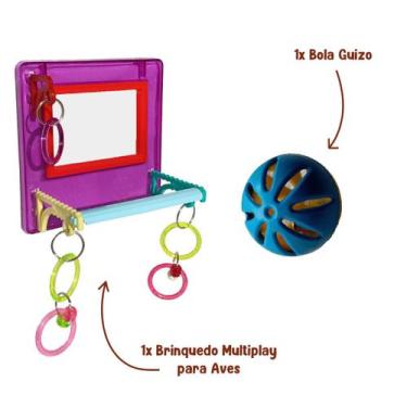 Imagem de Brinquedo Multiplay Diversão Playground c/ Poleiro Espelho Bird Toy + 