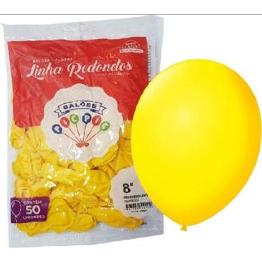 Imagem de Balao Liso Redondo N8 Pic Pic 50un Amarelo