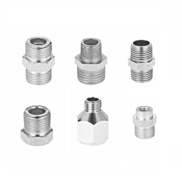 Imagem de 6 peças adaptador de aerógrafo conector adaptador de mangueira para compressor de mangueira de aerógrafo 1/4 a 1/8