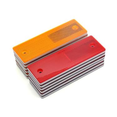 Imagem de KOPPANG 12 peças de refletores retangulares universais de plástico com suporte adesivo/parafuso (vermelho + amarelo)