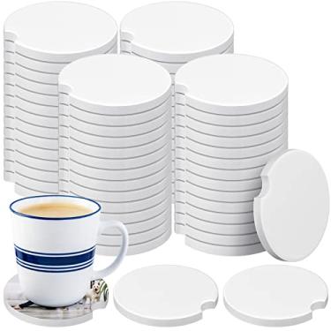 Imagem de Frienda Porta-copos de cerâmica de sublimação de carro arenito para copo de carro com entalhe de dedo para fácil remoção Suporte de copo de cerâmica para manter o veículo longe de água fria e suor e