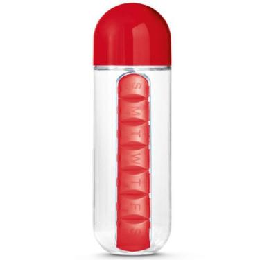 Imagem de Squeeze 600ml com Porta Comprimidos TopGet, Vermelho
