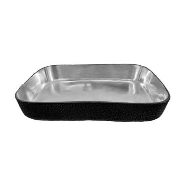 Imagem de Forma Assadeira Tabuleiro Frango 28 cm Alumínio Preto Sem Alças - Divi