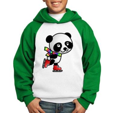 Imagem de Moletom Infantil Panda de Patins - Foca na Moda, Branco, Verde, 4