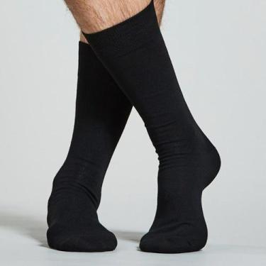 Imagem de Kit com 3, 6 ou 12 Meias Sociais  Preto, Azul  Marrom e Cinza  Tam 37,