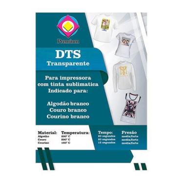 Imagem de 10 Folhas DTS Translucido para Tecido e Couro Branco Sublimação - Prem
