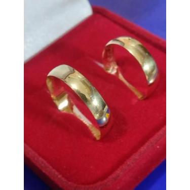 Imagem de Casamento Par Aliança Ouro Puro 18 kilates Maciço lisa Boleada 7 Grama