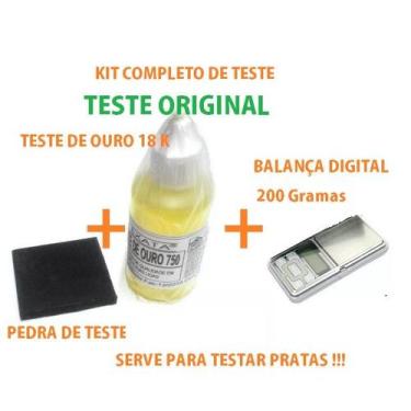 Imagem de Kit Testador ouro 750 e prata, Líquido,pedra e balança - Casa das Alia