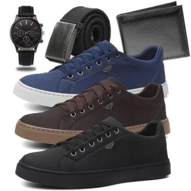 Imagem de KIT 3 Sapatênis Masculino Super Conforto + Relógio + Cinto + Carteira 