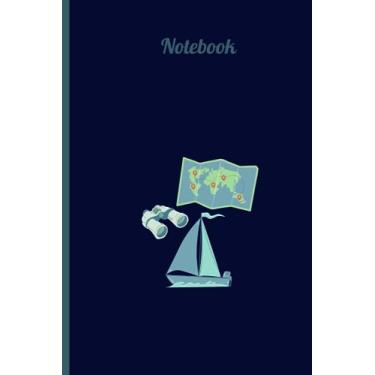 Imagem de Notebook: Blank Ruled Paper Notebook Journal | Travel Binoculars Boat Map | For Women Men Boys Girls