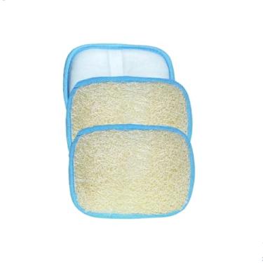 Imagem de 3 Esponjas Vegetal Com Alça Bucha Para Banho E Esfoliação