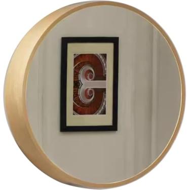 Imagem de Armário de armazenamento redondo montado na parede para banheiro com espelho preto/cor de madeira/cor de nogueira espelho de maquiagem redondo, B, 60 cm