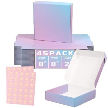 Imagem de DERZIFUN caixas de transporte pequenas roxas, 45 pacotes de caixas de papelão de 8x8x2 polegadas, caixas de envio para pequenas empresas