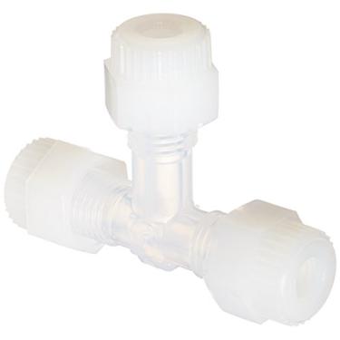 Imagem de Saint Gobain G1077027 PharmaFluor Union Tee Conexão de compressão com orifício de 0,5 cm para tubos de diâmetro externo de 0,5 cm