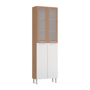 Imagem de Cristaleira Ditália Aspen 4 Portas Carvalho/Branco CD-335
