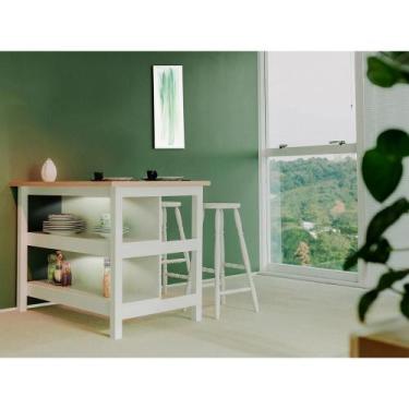 Imagem de Bancada gourmet ilha Cozinha+ kit luz+2 Banq. Ditália CD1019, Branco