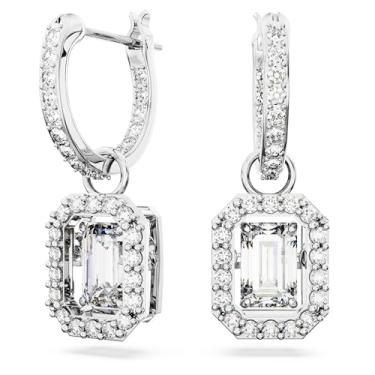 Imagem de Brincos Swarovski Una, Lapidação octogonal, Branco