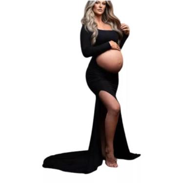 Imagem de Vestido ensaio gestante, barriga aparente, manga longa - Zapity fashio