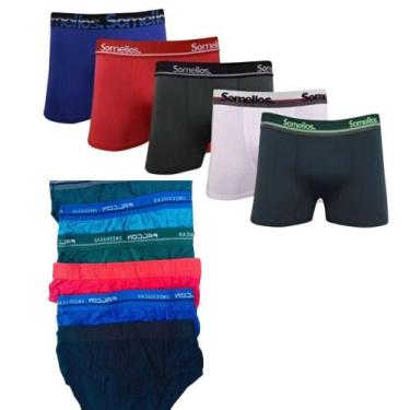Imagem de Kit 3 Cuecas Boxer + 3 Cuecas Slip Masculino 100% Algodão - KMC, M, Mu