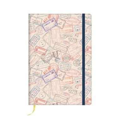 Imagem de Caderneta sem pauta Selos Redoma capa texturizada marcador fitilho creme 88x138mm