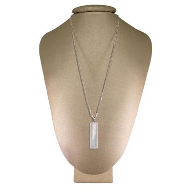 Imagem de Colar Prata 925 Cadeado Selenita Retangular p. Vecchio Joias