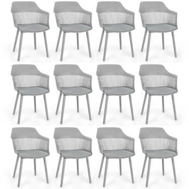 Imagem de Kit 12 Cadeiras de Jantar Estofada Marcela - Cinza