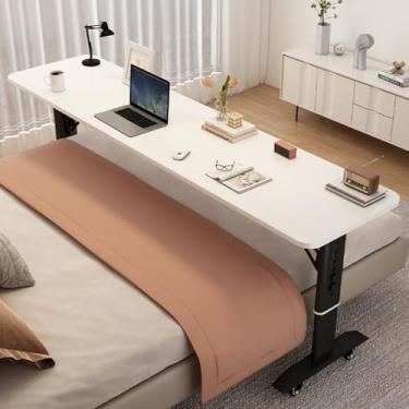 Imagem de Mesa de cama, mesa sobre a cama com rodas, mesa móvel com rodas, mesa de computador para cama, altura ajustável