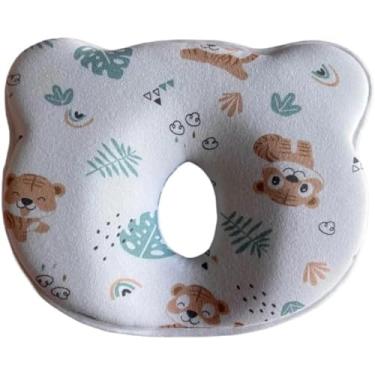 Imagem de AAQIADFVW Travesseiro de viagem de espuma viscoelástica para bebês, urso fofo de desenho animado, macio e aconchegante, conjunto de cama respirável para bebês para meninos e meninas pequenos