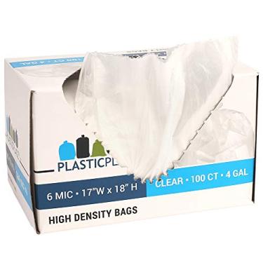 Imagem de Plasticplace Sacos de lixo W4HDCJR de 11 litros │ 6 mícrons │ Forros de alta densidade para latas de lixo transparentes │ 17" x 18" (100 unidades)