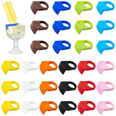 Imagem de 30 peças de suportes de clipe de taça de vinho com fivela de garrafa, clipes de garrafa de coquetel coloridos para festa de aniversário em casa, casamento, copo de vinho, banheiro, All, Plástico