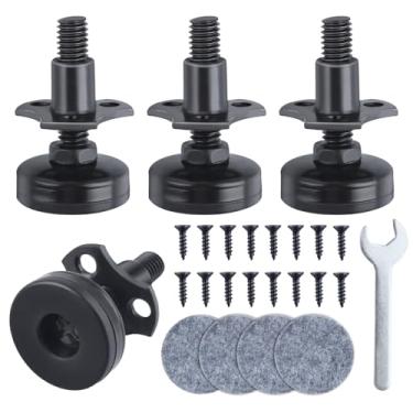 Imagem de GOLD DEER Pacote com 4 pés niveladores ajustáveis para móveis resistentes pés de móveis de 3/20.3 cm a 16 fios com kit de porca em T para mesas, armários, cadeiras, bancadas, sofá e mais, base grande