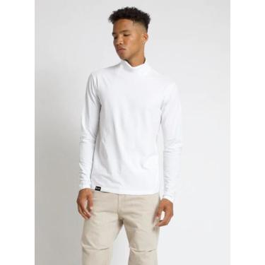 Imagem de Camiseta Masculina Gola Alta Slim Fitness Moda Outono, Branco, P