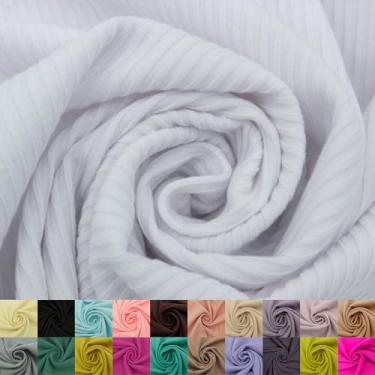 Imagem de Stylish FABRIC Tecido de malha canelada 134.6 cm de largura 4x2 da Yard – Mistura de poliéster rayon elastano – 370 g/m² – pesado, vestidos elásticos em 4 vias, leggings, loungewear e artesanato de