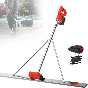 Imagem de Conjunto De Vibrador De Mesa Corete Com Placa De 5 Pés, Régua De Nivelamento De Superfície Corete Alimentada Por Bateria, Vibrador De Cimento De Placa Elétrica Recarregável, 1Xbattery, 1.8M