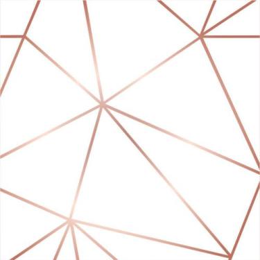 Imagem de Papel De Parede Autocolante Zara Branco Com Rosê Gold - Inove Papéis d