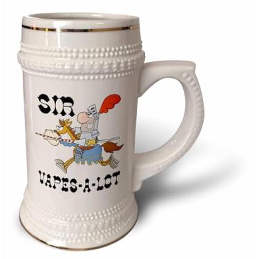Imagem de 3dRose Funny Knight Sir Vapes A Lot - Caneca Stein, 510 g, 623 g, Branca
