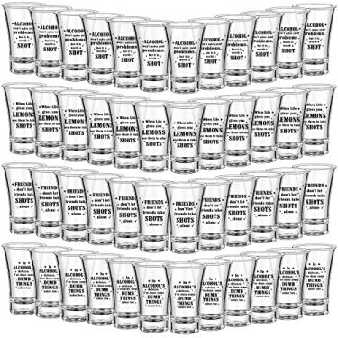 Imagem de Tessco Conjunto de 48 copos de tiro de acrílico transparente para festa de 34 g com fundo pesado engraçados para casamento, revelação de gênero, lembrancinha de festa de aniversário, presentes para