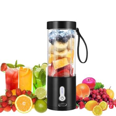 Imagem de HoneTeek Liquidificador portátil, liquidificador pequeno para batidos e vitaminas com 6 lâminas afiadas, mini espremedor de suco recarregável por USB, sem BPA, espremedor portátil para academias